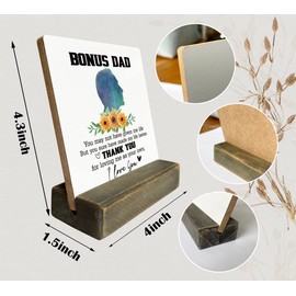 To My Bonus Dad Wood Plaque Gift, I Love You Dad, Plaque with Wooden Stand, Meaningful Wood Sign Plaque Gift, Gift for Stepfather, Meaningful Gifts for Stepdad, Birthday Christmas Father's Day Gift