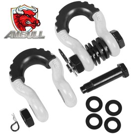 AMBULL Shackles 3/4 Inch D Ring Shackle (2 Pack) 41,850lb Break Strength with 7/8 Inch Pin, Isolator and Washer Kits for Use with Tow Strap, Winch, Off-Road Jeep Truck Vehicle Recovery, White