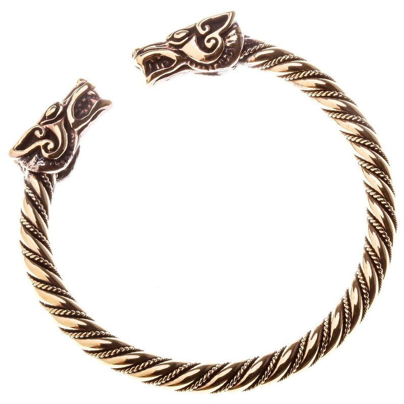 Windalf Viking Women's Bronze Bangle Dracon 5.7 cm Corded Dragon