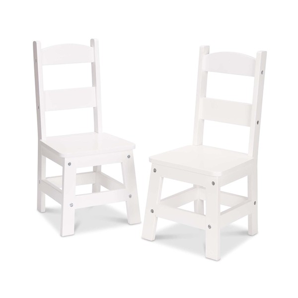 Melissa & Doug Wooden Chairs, Set of 2 - White Furniture for Playroom - Kid's Play Chairs, Toddler Activity Chairs, Children's Furniture