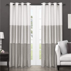 Exclusive Home Curtains Chateau Striped Faux Silk Grommet Top Curtain Panel Pair, 54x96, Dove Grey