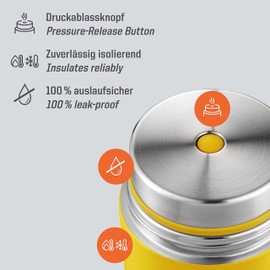 Esbit Sculptor Thermal Food Container 500 ml in Sunshine Yellow Stainless Steel for Hot and Cold Food
