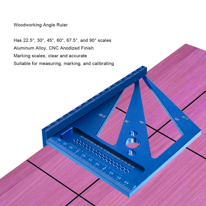 Woodworking Ruler Multifunctional Angle Measuring Ruler Aluminum Alloy Square Tool