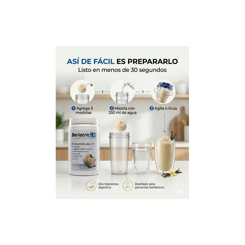 Proteína Whey Vainilla Con Colágeno Probióticos Bariátrico
