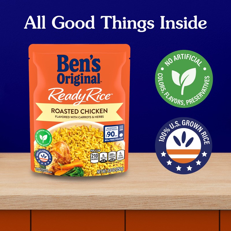 BEN'S ORIGINAL Ready Rice Roasted Chicken Flavored Rice, Easy Dinner