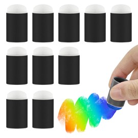 EIHI Pack of 10 Painting Sponge Fingers, Black Finger Sponge Daubers Durable Plastic Handle Craft Drawing Sponge for Painting Art Ink Craft Chalk Cards Making (3.1 x 1.75 cm), b