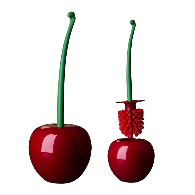 Cherry-Shaped Toilet Brush with Holder for Bathroom Cleaning – Cute