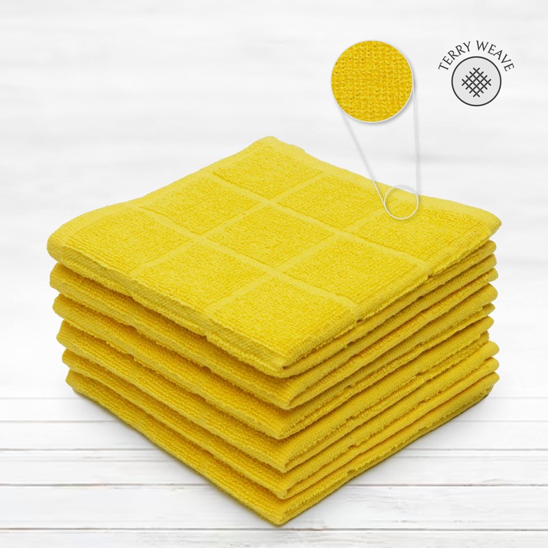 Mellow Buff 100% Cotton Terry Dish Cloth Plain, 6 Pack