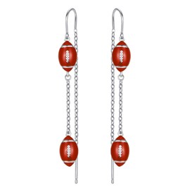 Football Earrings for Women Sterling Silver Sports Earrings Dangle Drop Earrings for Sport Lovers Football Jewelry Gifts