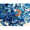 12 Diminutive Cobalt Blue Mother of Pearl Buttons ~ under