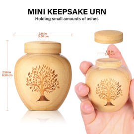 HOOMTREE Small Urns for Human Ashes Keepsake Set of 1,Mini Urns for Ashes Made of Bamboo with Tree of Life Pattern Engraved,Mini Cremation Urn for Pet Ashes,Hold Up to 6.1 Cubic Inches