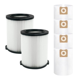 ATXKXE VF4000 General Standard Replacement Filter for 72947 Wet Dry 5 to 20 Gal,2 Pack VF4000 Filters + 4 Pack VF3502 Bags