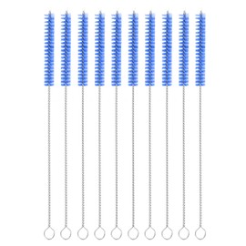 uxcell 10Pcs Drinking Straw Cleaning Brushes, 8" x 2/8" Nylon Bristles Long Straw Brush Pipe Cleaner for Washing Straws Pot Spout, Sippy Cup, Bottle and Tube (Blue)
