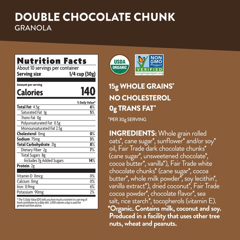 Love Crunch Organic Double Chocolate Chunk Granola, 11.5 oz (Pack