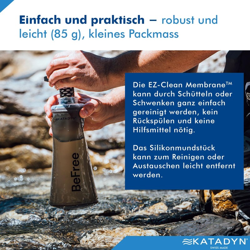 Katadyn BeFree AC 1.0L Black - Robust Water Filter for