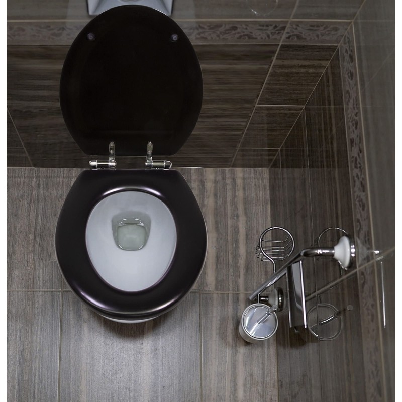 Design House 561241-BLK Dalton Soft Close Rustic Round Toilet Seat,
