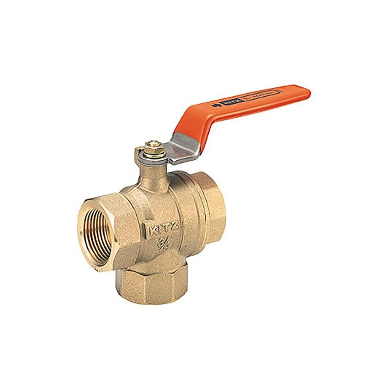 KITZ-TV2L 1/2B Brass Type 400 Ball Valve (Vertical 3-way) "T-Ball"