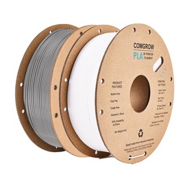 Comgrow PLA 3D Printer Filament, 3D Printer PLA Filament 1.75mm, Dimensional Accuracy +/- 0.02 mm, 1KG Spool PLA Grey and White