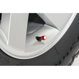 iPick Image for GMC Denali Nameplate in White on Red Aluminum Tire Valve Stem Caps - Official Licensed