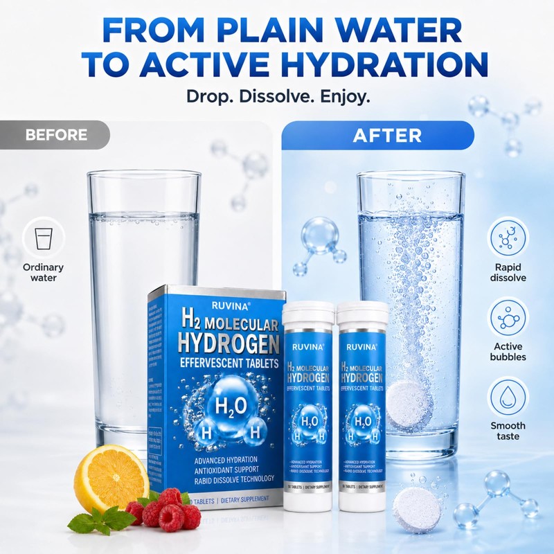 Molecular Hydrogen Tablets, 100 Pcs Hydrogen Water Tablets, Lemon Raspberry