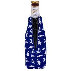 Shark Pattern Zipper Beer Bottle Coolie (1)