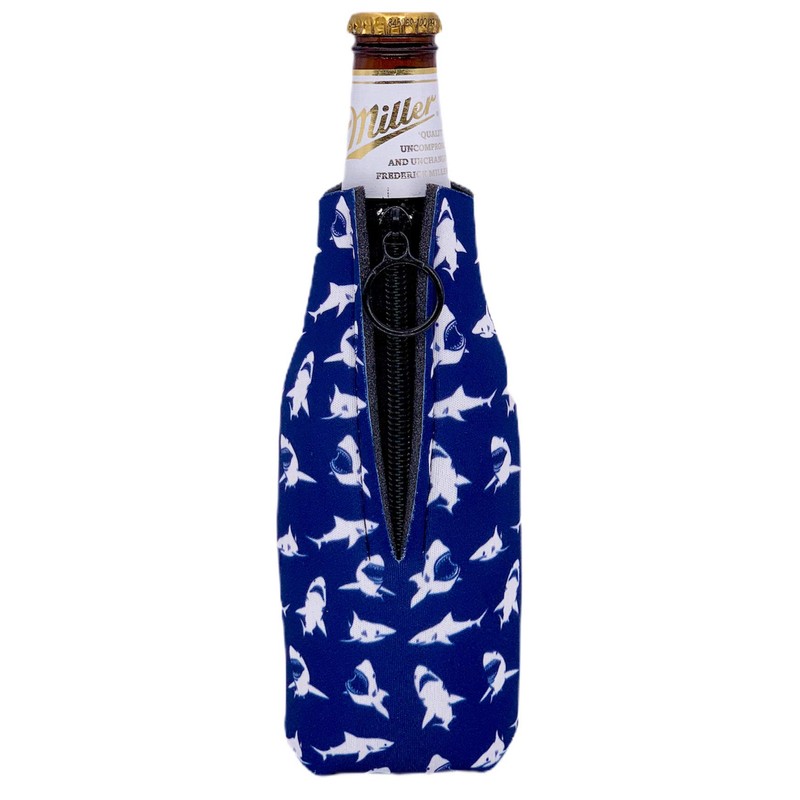 Shark Pattern Zipper Beer Bottle Coolie (1)