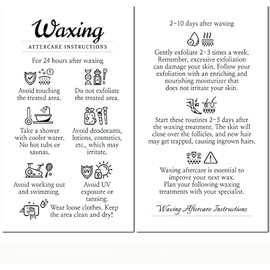 Havongki - 100 Pack - 2 x 3.5 Premium Waxing Aftercare Instructions Cards PMU Care Supplies for Professional Esthetician - WA03A100_N -L6