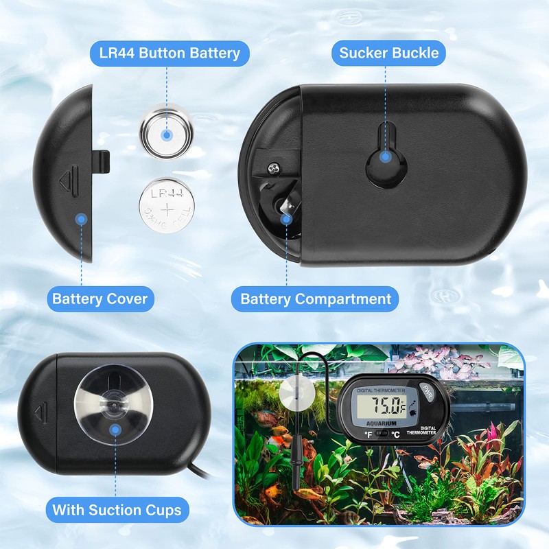 Simple Deluxe LCD Digital Aquarium Thermometer, Reptile Fish Tank Water