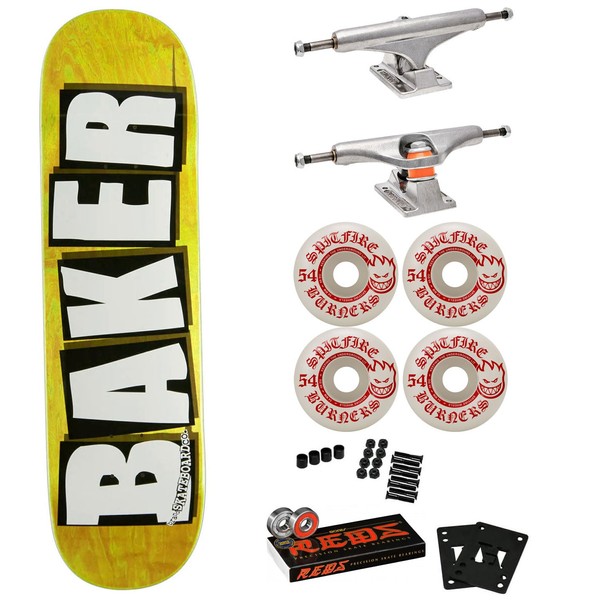 Baker Skateboard Complete Logo B2 Yellow 8.25" x 32.25" with