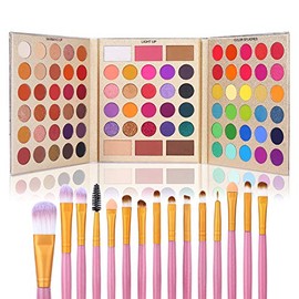 Paleta de sombras de ojos profesional UCANBE de 86 colores con set de 15 brochas de maquillaje. Acabado mate y brillante, larga duración, alta...     