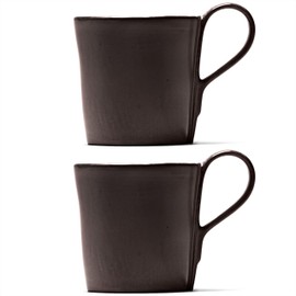 Serax Coffee Cups | La Mère Tableware by Marie Michielssen | 2 Stoneware Cups with Handles in Dark Brown | Reusable for Hot Drinks | Cup Set for Home | Kitchen Set