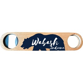 Wabash Indiana Wooden Bottle Opener Souvenir Bear Camping Design 4-Pack