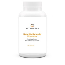 Pack of 3 Vita world Prenatal multivitamin Without Iodine l 3 x 120 Capsules l Vegan l Without Iodine and Vitamin k l 18 Vital nutrients l Specially Designed for Pregnancy l with 600 µg folic Acid