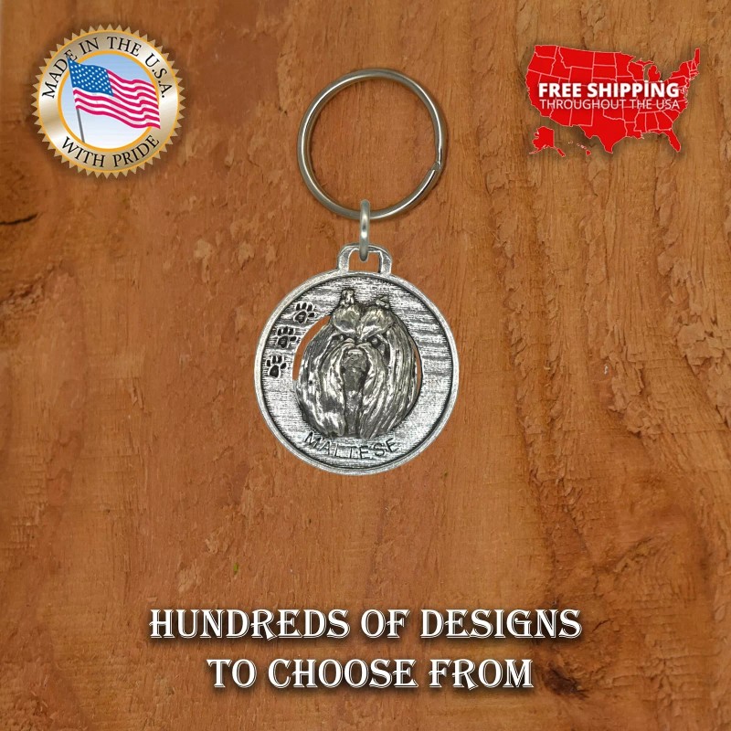 Maltese Keychain, D120KC, 1 1/2 Inch, Cute Dog Breed, Toy,