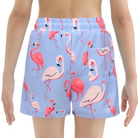 Century Star Boys Swim Trunks with Compression Liner Quick Dry Kids Boys Board Shorts Beach Waterproof Surfing Bathing Suit Blue Flamingo 12-14 Years