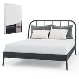 KOBEHOME Fitted Bed Sheet, Super Soft, 100% Cotton 130 gr/m² Jersey Fitted Sheet, 38 cm Edge Height, Jersey Knit, Wrinkle Free, Stay in Place, Fit Mattress Deep (White, 90-100 cm x 200-220 cm)