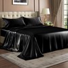 BEDELITE Satin Sheets California King Size Bed Set, Black, 4