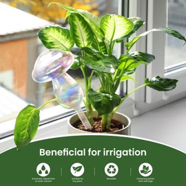JFLLAJNF Plant Watering Globes-2pcs Self Watering Planter Insert,Plant Watering Devices,Glass Watering Bulbs for for Indoor Plants,Mushroom Watering Globes,Top-Fill Watering