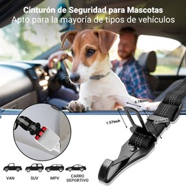 Cinturón de Seguridad para Perro 2 Unidades, 2en1 Arneses de Seguridad Universal Ajustables para Coche, Cinturón de Reflectante Amortiguador Antichoque Nailon, Flexibles y Duraderos para Perro Mascota