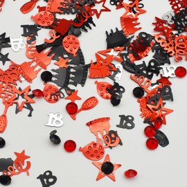 18th Birthday Decoration Confetti 18th Birthday Decoration Confetti 18th Confetti Black and Red Women Men