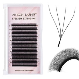 4D W Shape Eyelash Extension Natural Soft Volume 0.07mm C curl 8-15mm Mix Premade Fans Faux Mink Matte Black Cluster 12 rows
