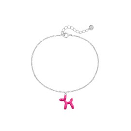 GLANZSTÜCKE MÜNCHEN Damen Armband aus 925/- Sterling Silber rhodiniert mit Ballon-Hund Emaille pink