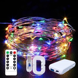 FWYWNL USB Plug and Battery Powered Dual Purpose Fairy Light,16ft 50 LED Flashing String Lights, Remote Control and Timer, Waterproof 8 Mode DIY Party Wedding Christmas Decoration (Colorful, 2 Pac)