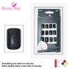 False Nails Bling Art Black Punk French Squoval 24 Fake