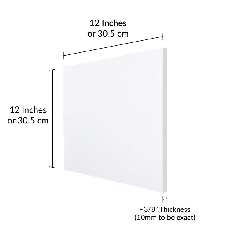 SimbaLux Acrylic Sheet Clear Cast Plexiglass 12” x 12” Square