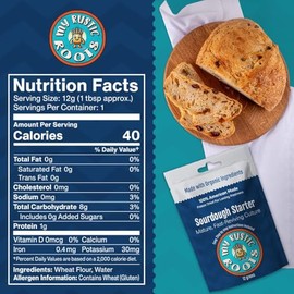 MY RUSTIC ROOTS Mature Sourdough Starter Culture - All Natural & Organic Sourdough Bread Starter - Beginner Friendly - Perfect for Baking Delicious Homemade Artisan Bread, Pizza & More - 12g