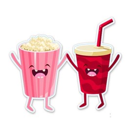 GT Graphics Popcorn and Soda - 3" Vinyl Sticker - for Car Laptop I-Pad Phone Helmet Hard Hat - Waterproof Decal