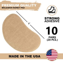 Adhesive Moleskin for Feet - Blister Bandages Precut Kidney Metatarsal Pads - 3" - Callus, Heel, Corns, Blister Prevention, Shoe Friction - 10 Pairs (20 Pieces)