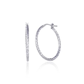 Diamond Treats 925 Sterling Silver Hoop Earrings for Women and Teenage Girls, Diamond Cut Silver Hoop Earrings for Women, Sparkling Hoop Earrings Made of 925 Silver in Various Sizes, Sterling Silver