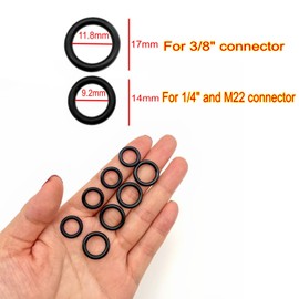 JZK 25pcs 1/4 M22 + 25pcs 3/8, black small rubber O rings seals kit for quick connect hose fittings for pressure washer, round washer ring, plumbing gasket rings